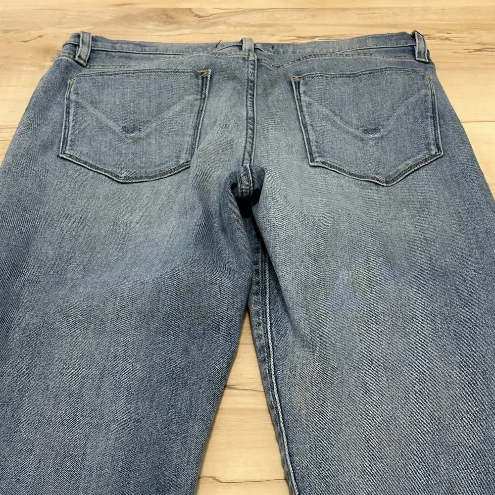 HUDSON Women 30 Jeans Split Leg Nico Mid Rise Cigarette Grommets Pintuck Lt Blue - Picture 8 of 15
